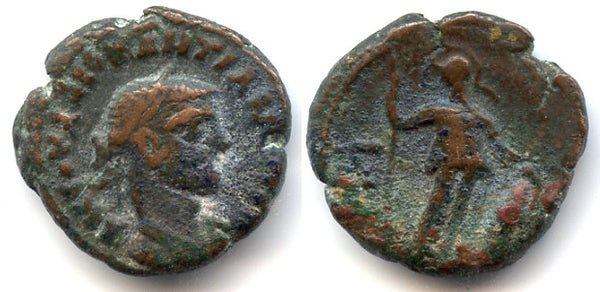 Potin tetradrachm of Diocletian (284-305 AD), Alexandria, Roman Empire - type with Athena, RY 3 (286/287 AD) (Milne #4811)