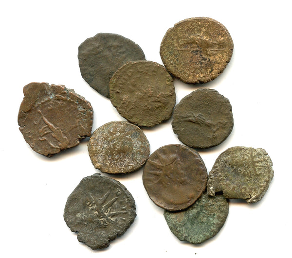 Lot of 10 various Gallo-Roman bronze antoniniani (268-273 AD)