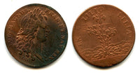 Nice copper token (AE27) of Louis XIV (1643-1715), France - undated "three lilies" type