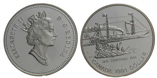 Silver proof dollar, Frontenac, 1991, Canada