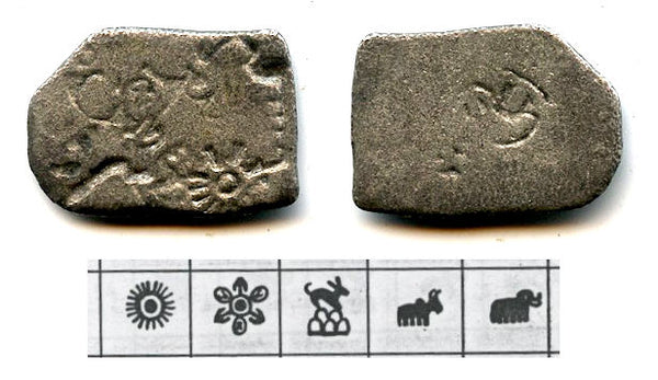 Silver karshapana, Nanda period (c.345-323 BC), Magadha, India (G/H 416)