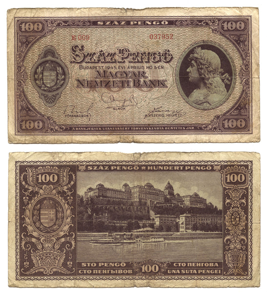 100 pengo, 1945, Hungary (Pick-111)