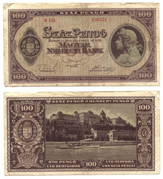 100 pengo, 1945, Hungary (Pick-111)