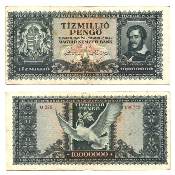 10 million pengo, 1945, Hungary (Pick-123)
