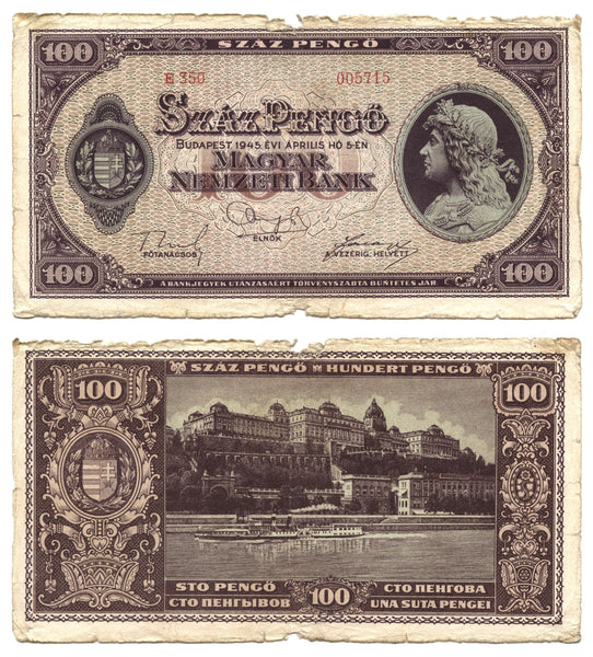 100 pengo, 1945, Hungary (Pick-111)