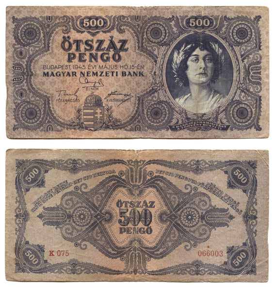 500 pengo, 1945, Hungary (Pick-117)