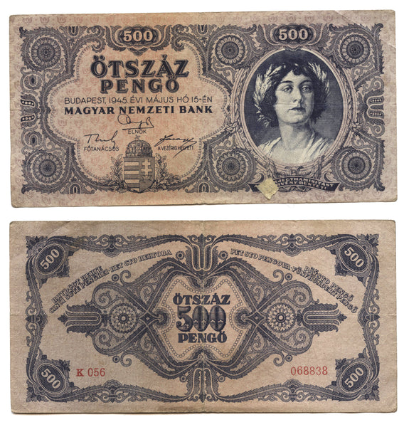 500 pengo, 1945, Hungary (Pick-117)