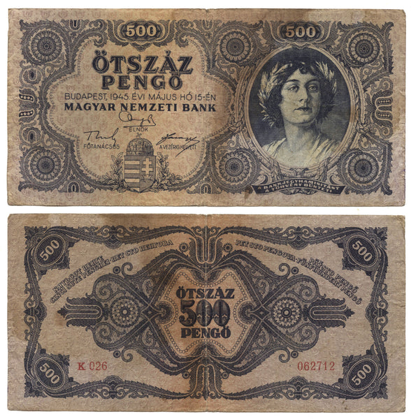500 pengo, 1945, Hungary (Pick-117)