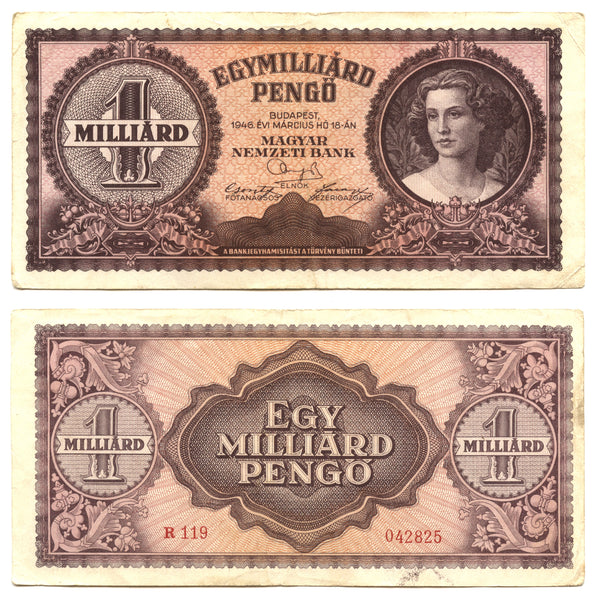 1 billion pengo, 1946, Hungary (Pick-125)