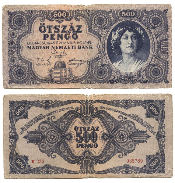 500 pengo, 1945, Hungary (Pick-117)