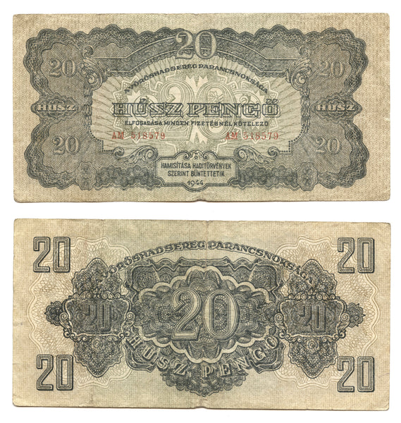 20 pengo banknote, Soviet occupation of Hungary, 1944 (Pick #M6)