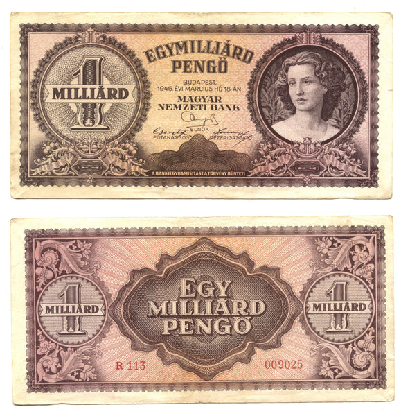 1 billion pengo, 1946, Hungary (Pick-125)