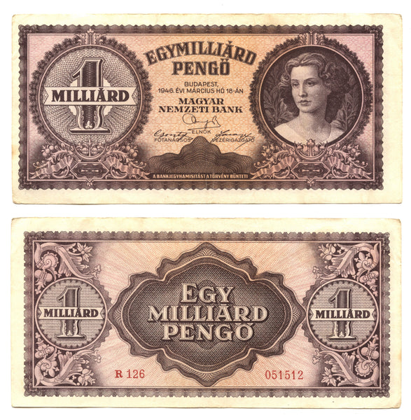 1 billion pengo, 1946, Hungary (Pick-125)