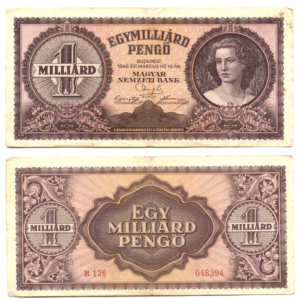 1 billion pengo, 1946, Hungary (Pick-125)