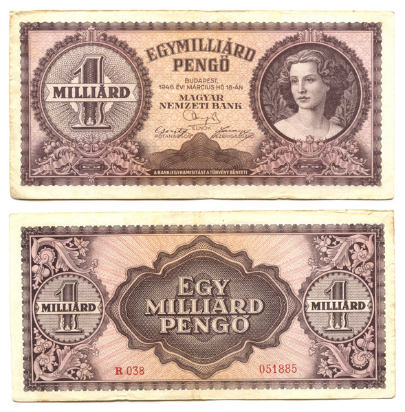 1 billion pengo, 1946, Hungary (Pick-125)