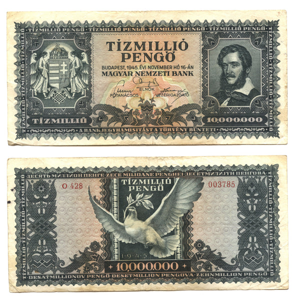 10 million pengo, 1945, Hungary (Pick-123)