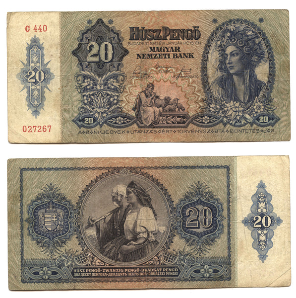 20 pengo, 1941, Hungary (Pick-109)