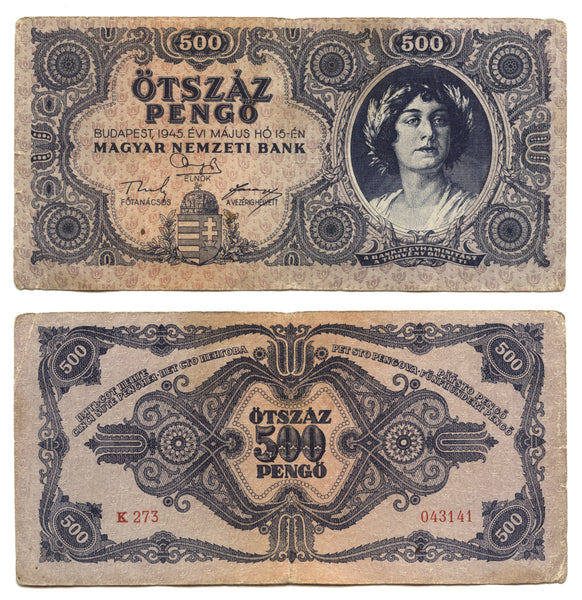 500 pengo, 1945, Hungary (Pick-117)