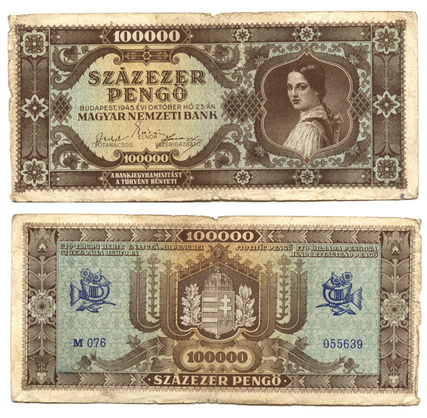 100000 pengo, 1945, Hungary (Pick-121)