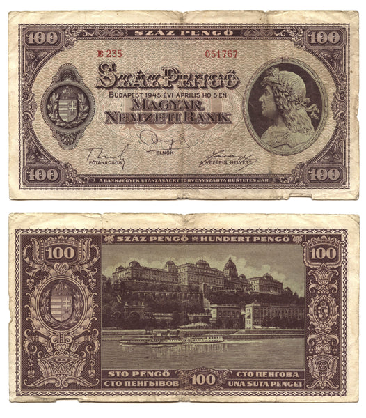 100 pengo, 1945, Hungary (Pick-111)
