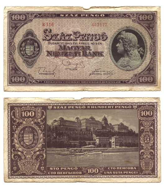 100 pengo, 1945, Hungary (Pick-111)