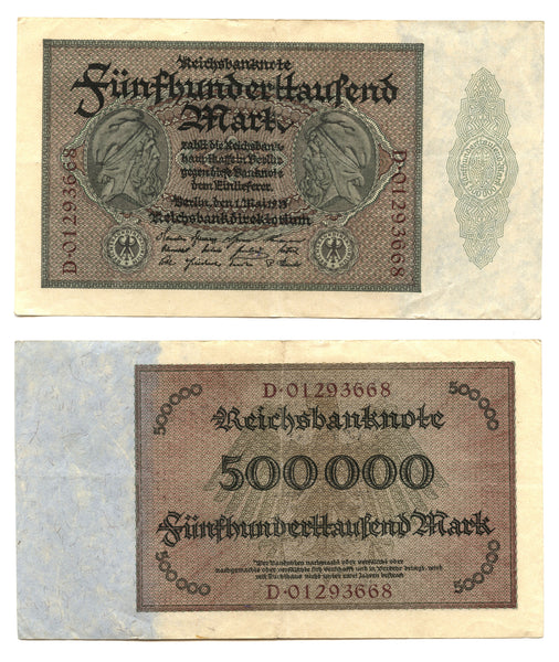 500 000 marks, 1923, Weimar Republic (1918-1933), Germany