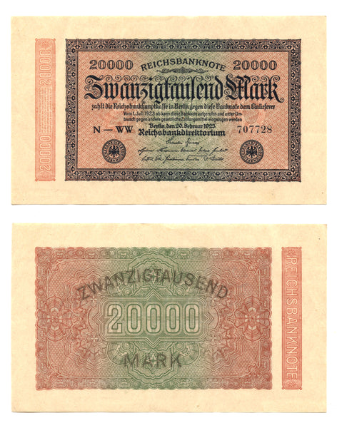 20 000 marks, 1923, Weimar Republic (1918-1933), Germany (Pick-85)