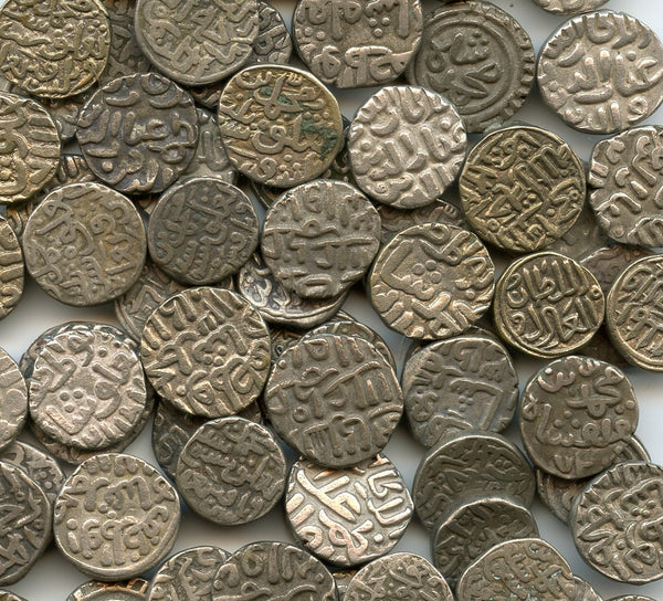 Various silver and billon 2-, 4- and 6-gani coins, 1290s-1320s, Delhi Sultanate, India