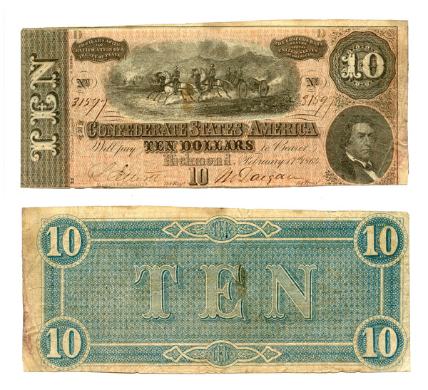 Last issue - 10$ Confederate States of America - 1864, series 8 (T-68 #550)
