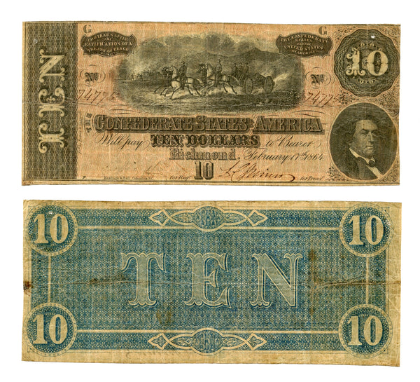 Last issue - 10$ Confederate States of America - 1864, no series(T-68 #540)
