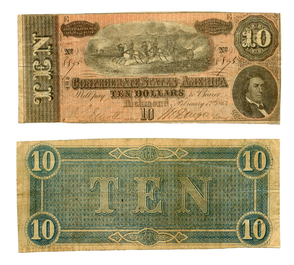 Last issue - 10$ Confederate States of America - 1864, series 3 (T-68 #545)