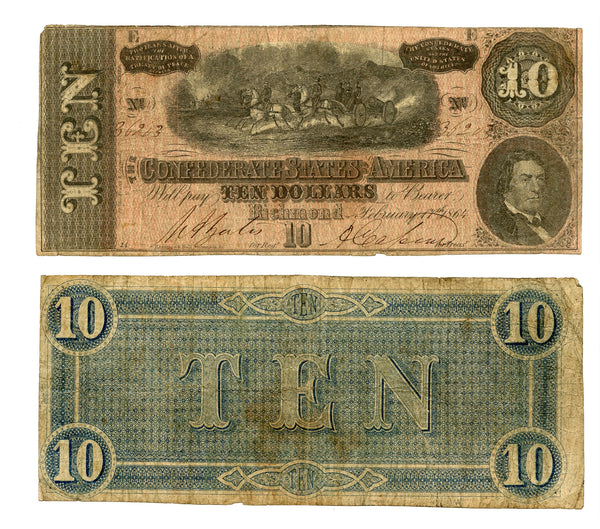 Last issue - 10$ Confederate States of America - 1864, series 5 (T-68 #547)