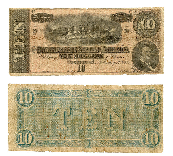 Last issue - 10$ Confederate States of America - 1864, series 9 (T-68 #551)