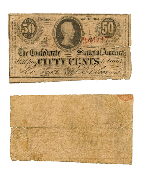 Confederate States of America (CSA) - 50 cent bill, 1863, 1st series, T-63