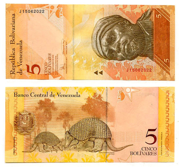 Uncirculated 5 bolivars banknote, 2007-2014, Venezuela