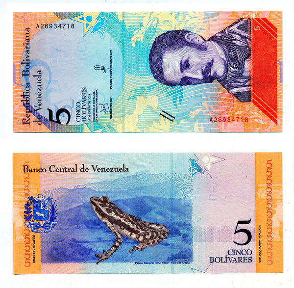 Uncirculated 5 bolivars banknote, 2018, Venezuela