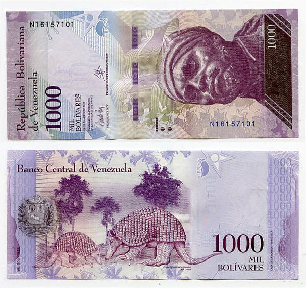 Uncirculated 1000 bolivars banknote, 2016-2017, Venezuela