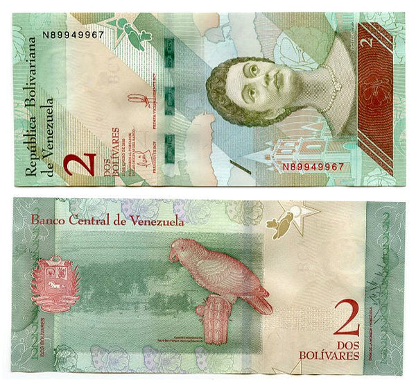 Uncirculated 2 bolivars banknote, 2018, Venezuela