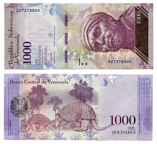 Uncirculated 1000 bolivars banknote, 2016-2017, Venezuela