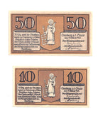 Set of 2 different notgeld paper money, 1918-1922, Camburg, Germany