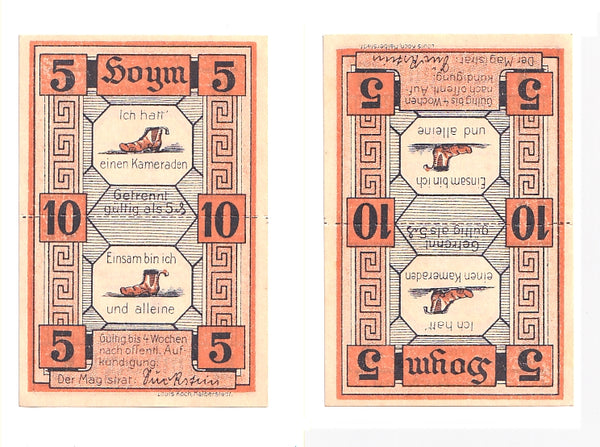 Hoym 10 Pfennig Notgeld note, 1921, Mehl #634.1, Germany