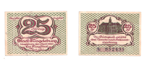Nice notgeld paper money, 1920, Stadt Magdeburg, Germany