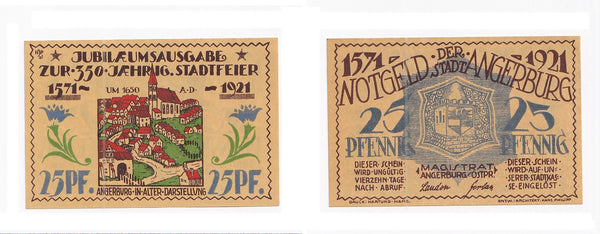 Nice notgeld paper money, 1921, Stadt  Angerburg, Germany