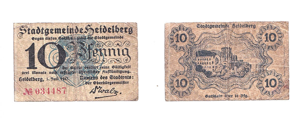 Lot of three 10 pfennig  Notgeld notes, Germany