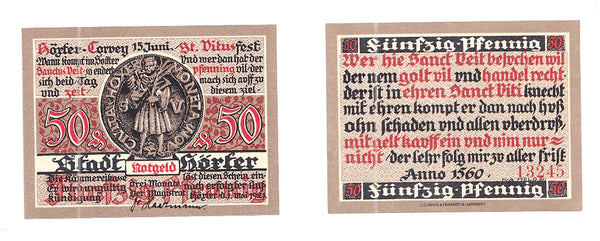 50 pfennig  Notgeld note, 1921, Stadt Morter, Germany