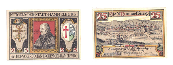 25 pfennig  Notgeld note, 1918, Stadt Hammelburg, Germany