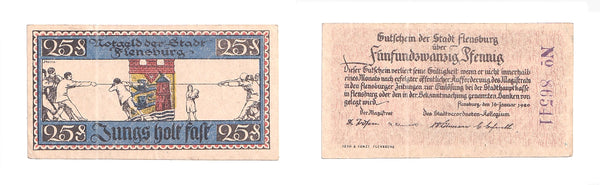 Nice notgeld paper money, 1920, Flensburg, Germany.
