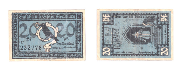 Set of 3 different notgeld paper money, 1920-1921, Germany