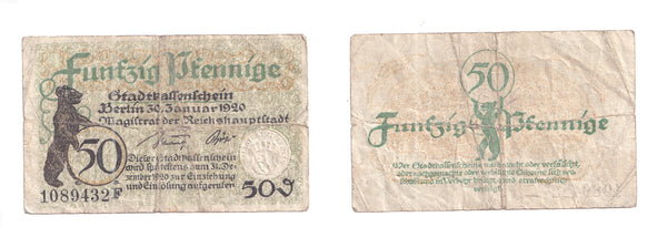 Lot of four 50 pfennig  Notgeld notes, Germany
