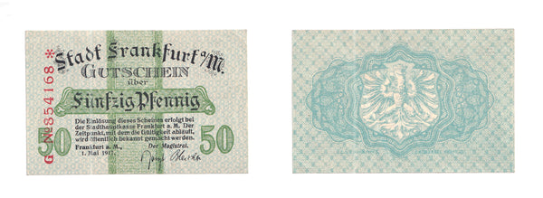 Lot of four 50 pfennig  Notgeld notes, Germany